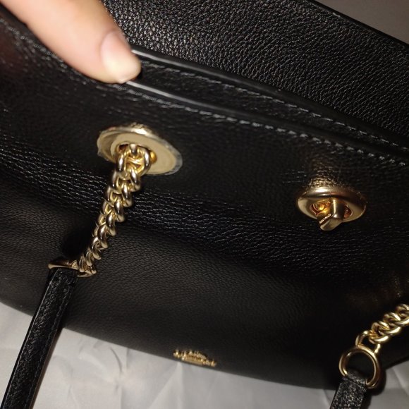 MEDIUM BLACK LEATHER COACH TOTE - Picture 6 of 7